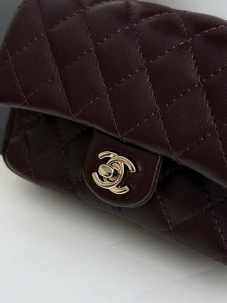 Chanel 25A ultra-mini CF detachable bag, wine red color.