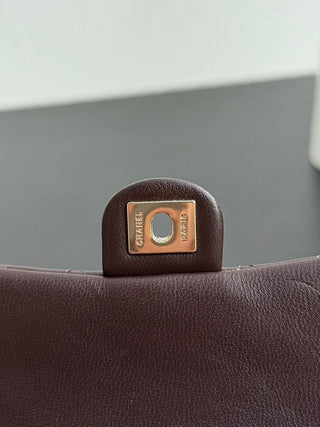 Chanel 25A ultra-mini CF detachable bag, wine red color.