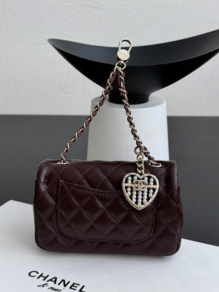 Chanel 25A ultra-mini CF detachable bag, wine red color.