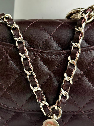 Chanel 25A ultra-mini CF detachable bag, wine red color.