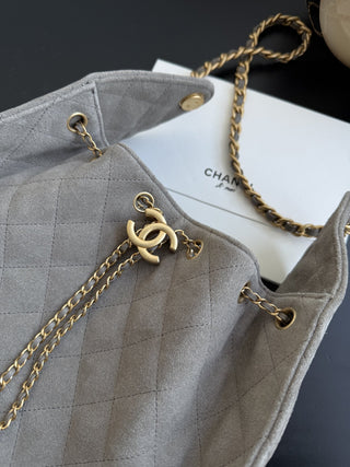 CHANEL 25C drawstring bucket hobo, matte leather, large size.