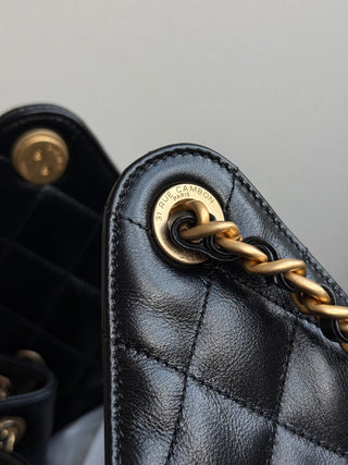 CHANEL 25C drawstring bucket hobo, black, small size.