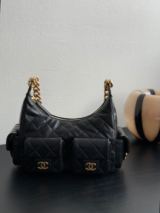 CHANEL 25C Bag King Hobo, Black Small Size