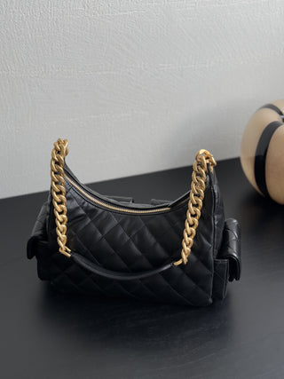 CHANEL 25C Bag King Hobo, Black Small Size