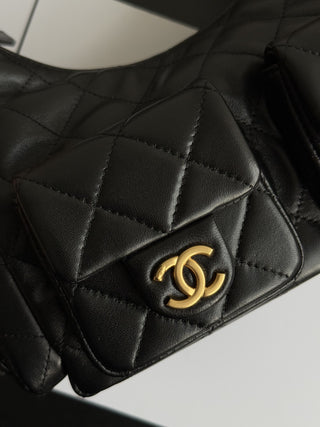 CHANEL 25C Bag King Hobo, Black Small Size