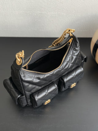 CHANEL 25C Bag King Hobo, Black Small Size