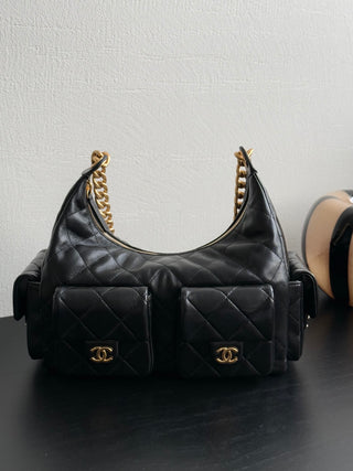 CHANEL 25C Bag King Hobo Black Large Size