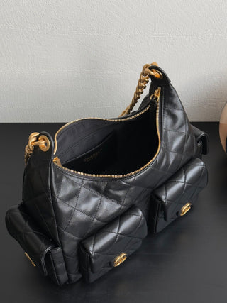 CHANEL 25C Bag King Hobo Black Large Size